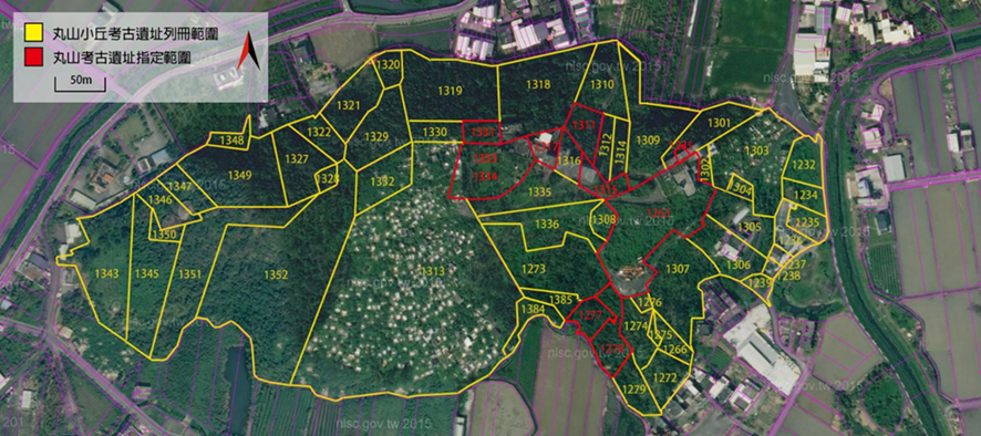 國定丸山考古遺址：公告範圍面積圖